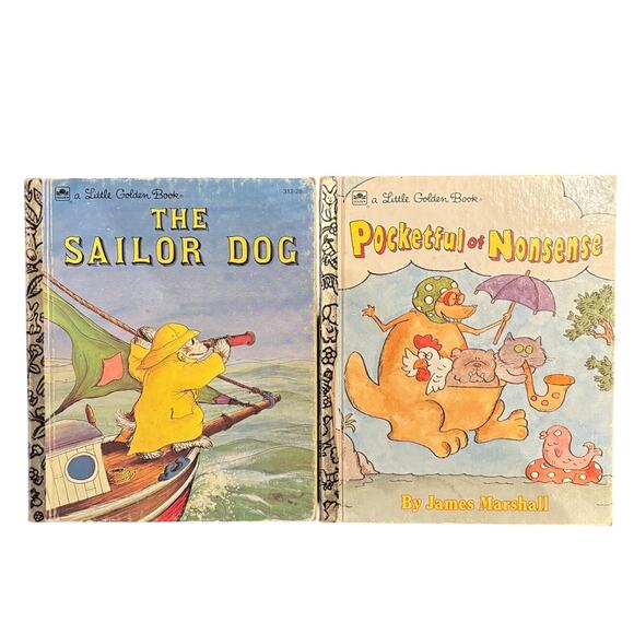 VTG Lot of 2 1992 Little Golden Books, Sailor Dog and Pocketful of Nonsense - Picture 1 of 6